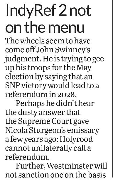 AgentP22's tweet photo. Jill Stephenson telling it how it is.

Regardless of the May election result there will be no independence referendum.

John Swinney is lying to his voters and they need to waken up to the fact.

@2351onthelist