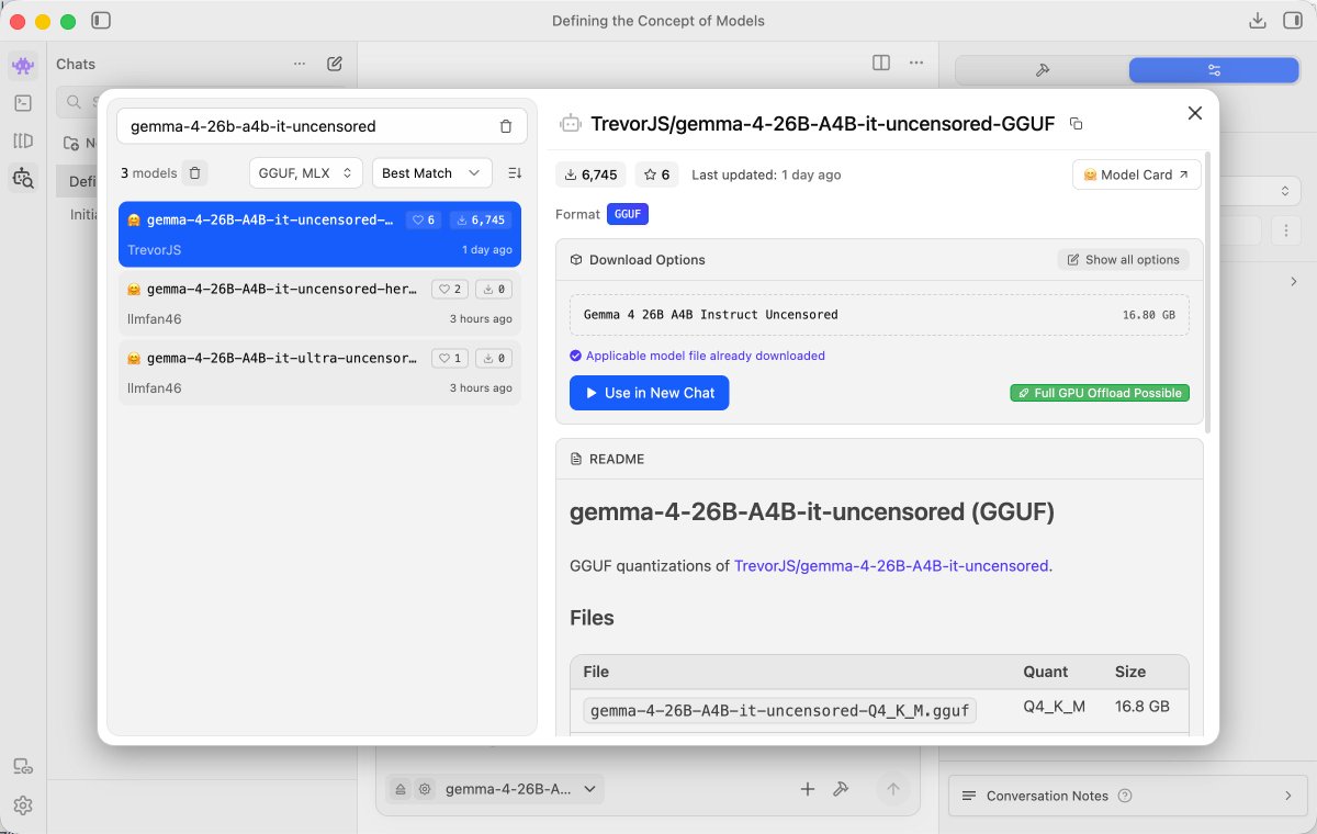 今天用我的 MacBook pro m5 32G 内存，尝试了下载Gemma-4-26B-JANG_4M-CRACKlike581，意思是：

Gemma-4 → 基于 Google 的 Gemma 4 基础模型

26B → 26B 参数（MoE 架构，实际激活 4B）

JANG_4M → 量化方案的名字。JANG 是 dealignai 自己研发的混合精度量化格式，4M 表示关键层（注意力层）保留