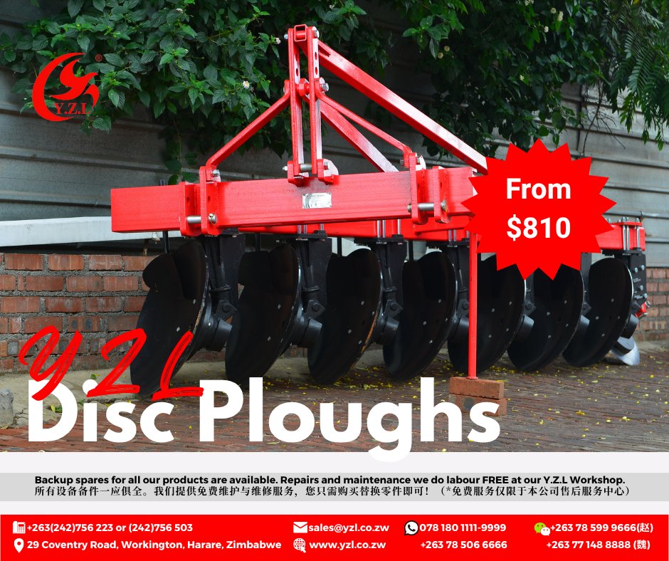 YWholesalers's tweet photo. 40HP-240HP YTO TRACTORS AND IMPLEMENTS AVAILABLE AT Y.Z.L WHOLESALERS

#yzlwholesalers #farming #mining #industrial #electrical #farmingzimbabwe #tractors #waterpumps #electricmotors #HDPE #maizeshellers #generators #JackHammers #maizeplanters #discplough #discharrow #roamdiscs https://t.co/XzRy4WiTvb