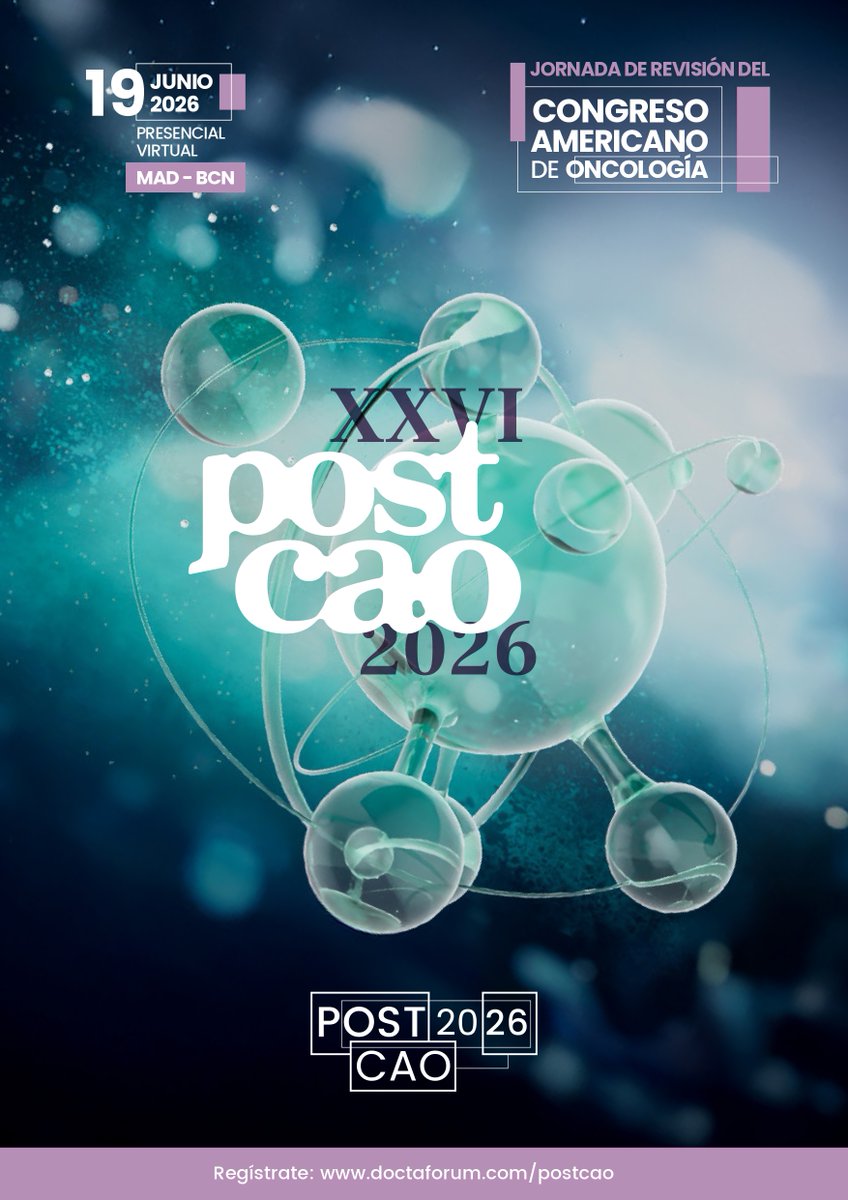 Post_CAO's tweet photo. ¡Ya tenemos programa!
El 19 de junio POST CAO 2026 revisará lo más relevante de #ASCO2026 para la práctica clínica real.
3 sesiones, 7 áreas tumorales y debate estructurado entre Madrid y Barcelona.
Programa y + info en: https://t.co/cMbkUebQgt
#POSTCAO26 #OncologíaClínica https://t.co/RUJg1aDq2n