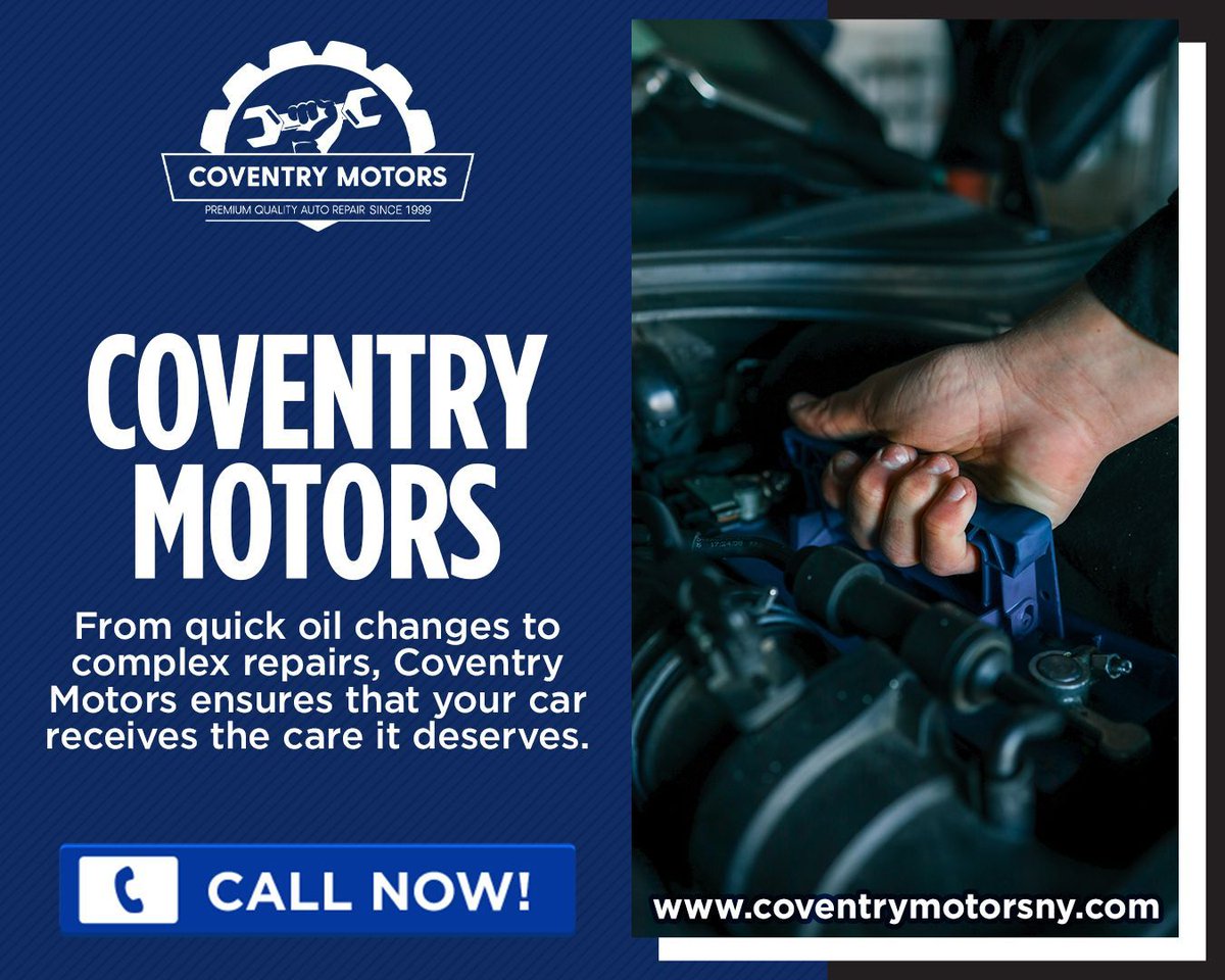 MotorsCoventry's tweet image. 🚗 Looking for reliable auto repair in Huntington Station? Coventry Motors has been your local go-to for over 25 years! Our ASE-Certified Technicians ensure your vehicle stays road-ready.

🌐 coventrymotorsny.com/?utm_source=tw…

#CoventryMotors #autorepairhuntington #europeanautorepair
