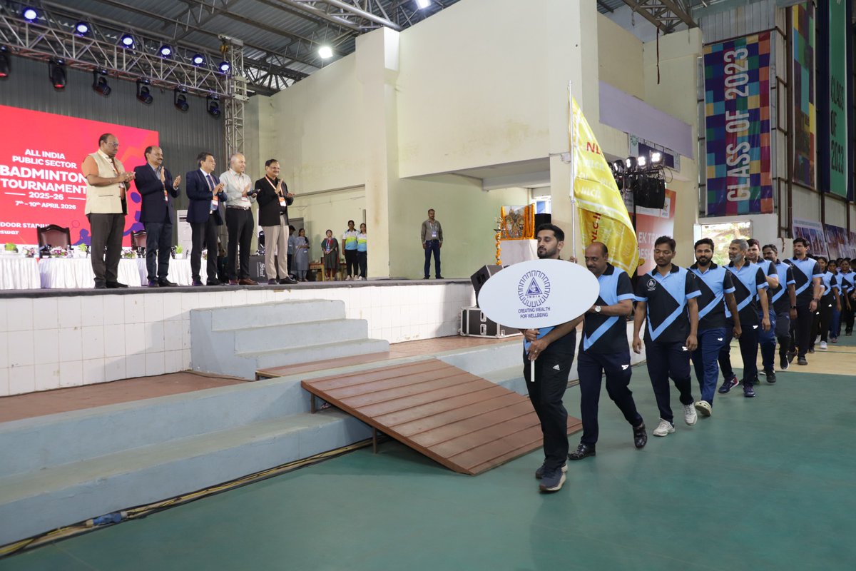 NALCO_India's tweet photo. The All India Public Sector Badminton Tournament 2025–26 was inaugurated today in Bhubaneswar by Shri B.P. Singh, @CMDNALCO, in the esteemed presence of Directors and officials of AIPSSCB. Bringing together 14 teams from various Public Sectors across the country, the tournament promises 4 days of high-energy rallies, competitive spirit, and sporting excellence. @kishanreddybjp @satishdubeyy @MinesMinIndia @DPE_GoI @mygovindia @IndiaSports  @BHEL_India , @esichq , @NewIndAssurance , @AAI_Official , @FCI_India , @MazagonDockLtd , @SAILsteel , @CoalIndiaHQ , @RBI , @LICIndiaForever , @nlcindialimited @OilIndiaLimited #AIPSSCB #BadmintonTournament #NALCO #Bhubaneswar #PSUSports #Sportsmanship #GameOn #IndiaSports