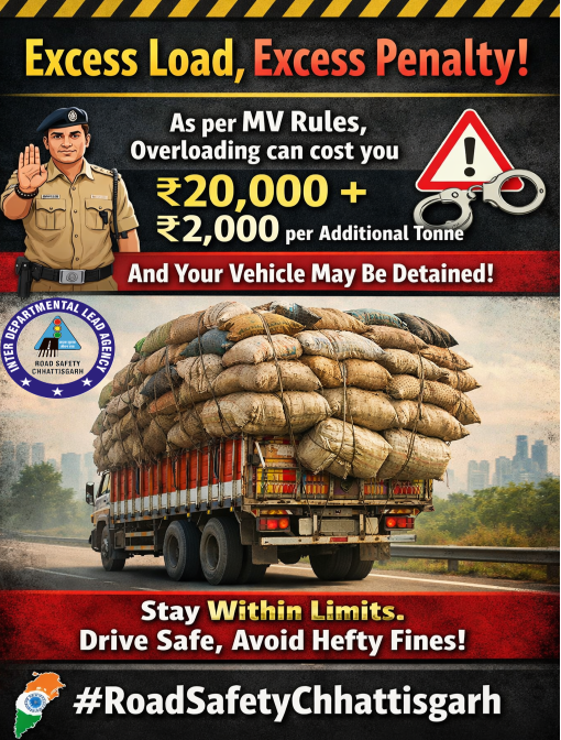 roadsafetychhat's tweet photo. ज्यादा लोड = भारी नुकसान। MV Act के तहत ओवरल��डिंग पर ₹20,000 जुर्माना + ₹2,000 प्रति अतिरिक्त टन देना पड़ सकता है, साथ ही वाहन रोका भी जा सकता है। समझदारी दिखाएं, ओवरलोडिंग से बचें |
#RoadSafety #NoOverloading #SafeDriving #TrafficRules #DriveSafe #StayAlert #RoadSafetyIndia https://t.co/EbDoNnJbDl