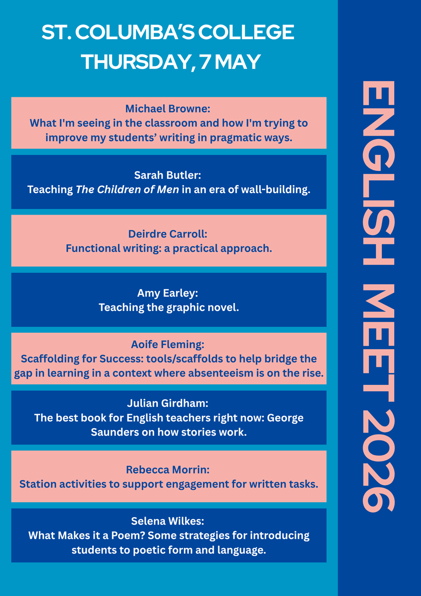 sccenglish's tweet image. English Meet for teachers in the Dublin area.

Thursday 7th May, 7.00-9.00pm. #edchatie

Free tickets:
eventbrite.ie/e/english-meet…