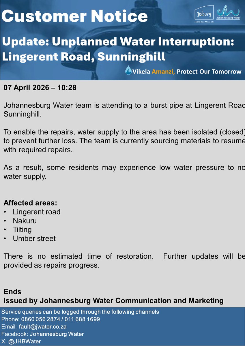 Johannesburg Water tweet media
