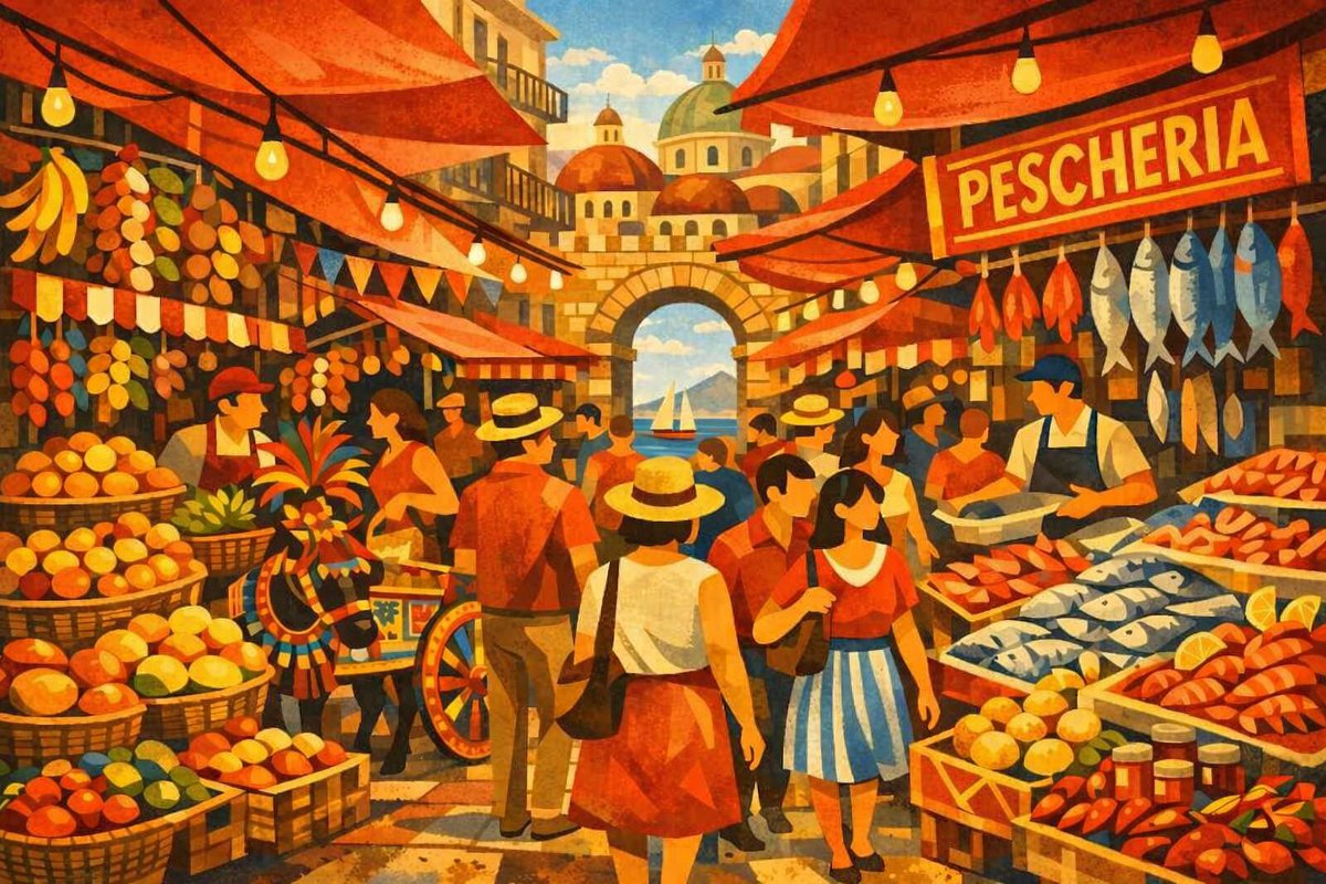 LuzzaNft's tweet photo. 🔥Mediterranean Bazaar
A slice of Mediterranean life: warm colors, human stories, and the quiet poetry of a bustling market by the sea. A scene shaped by light, rhythm, and everyday beauty.
#Solana #NFTart #ExchangeArt #MediterraneanArt #DigitalArt https://t.co/tUM6XaqBZa