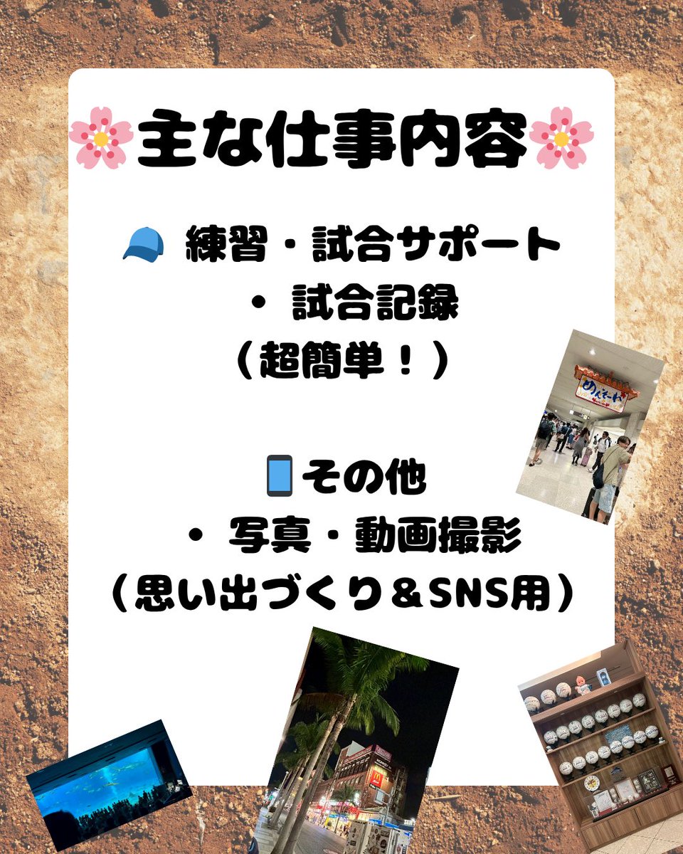 9Panpies's tweet photo. 🌸マネージャー大募集🌸
BKC野球サークル PANPIESです⚾️

マネージャーは
👉選手を支える“チームのサポート役”！
未経験・野球知識ゼロでもOK🙆‍♀️✨

📋活動内容
・練習／試合サポート
・試合記録（簡単！）
・写真・動画撮影📸
#春から立命館
#立命館大学
#野球サーク���
#マネージャー募集
#立命館 https://t.co/9ZQIIfRLLz