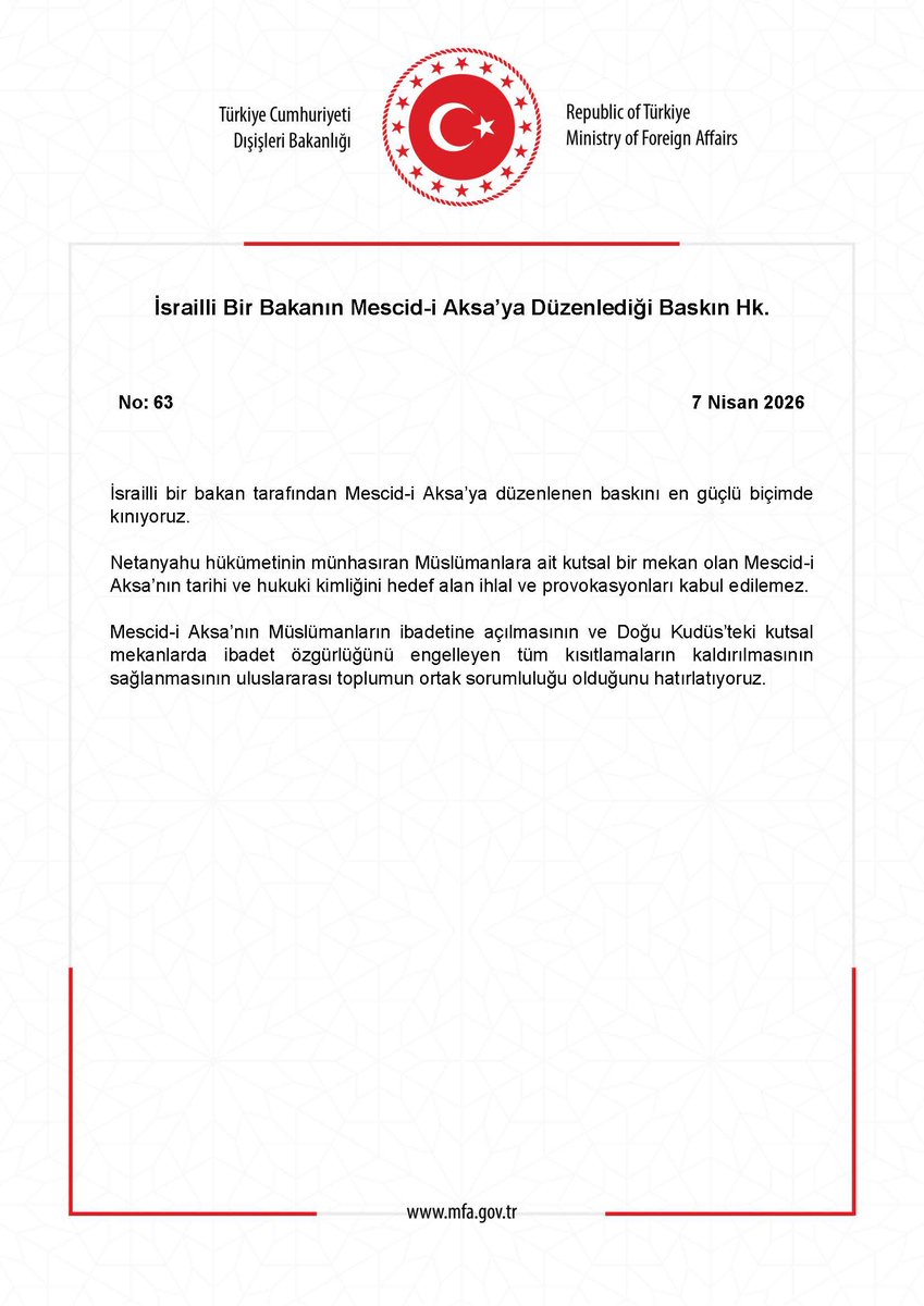 T.C. Dışişleri Bakanlığı tweet media