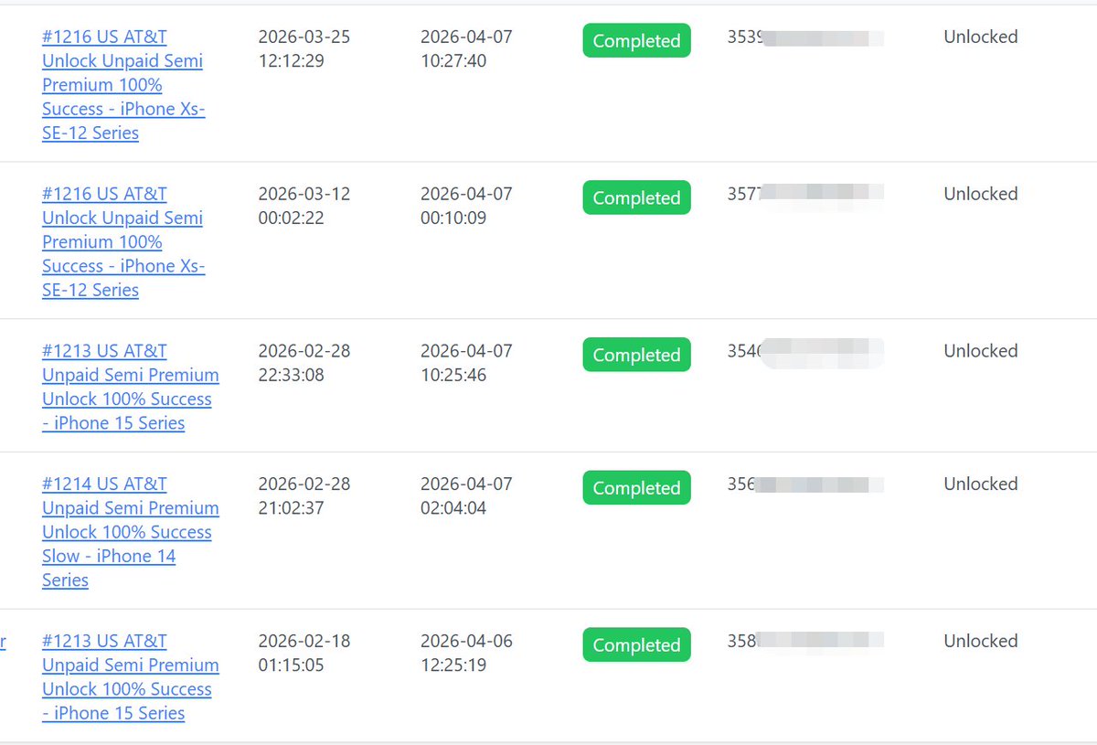 🔥🔥🔥 US AT&amp;T Unlock Semi Premium - All iPhones 2026.4.7

unlock.imeischeck.com/main/submit-or…

Whatsapp: +8613316880304
Telegram Channel : t.me/unlockimeische…