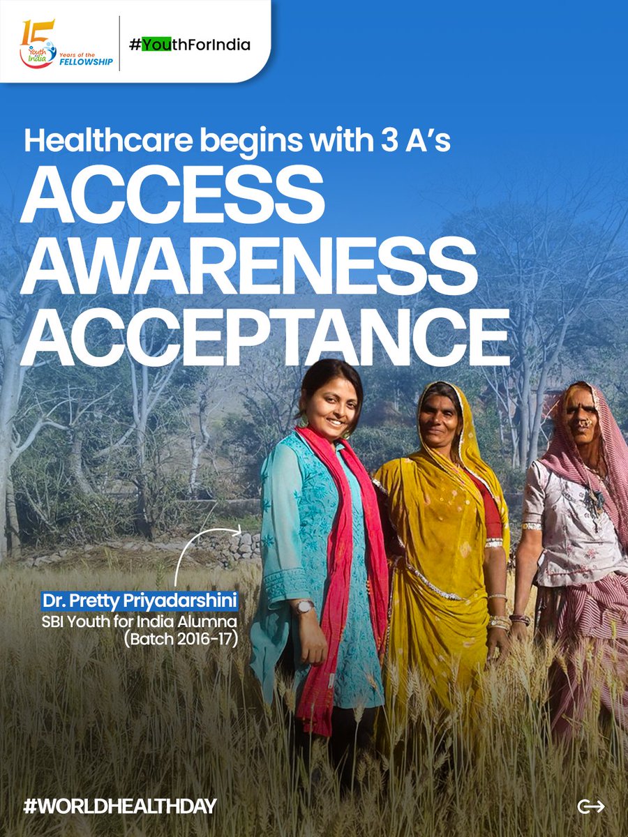 sbi_yfi's tweet photo. What does healthcare look like where access itself is a challenge?

Dr. Pretty Priyadarshini’s (@know_Dr_Pretty) journey through the SBI Youth for India Fellowship shows how health systems are shaped as much by communities as by institutions.

During her Fellowship, she designed and implemented PRAYAS, a community health initiative that encouraged women to engage more actively in conversations around safe motherhood, hygiene, and reproductive health, not just as beneficiaries, but as participants in change.

Today, she continues to contribute to India’s public health landscape through her work in the National Immunization Programme, carrying forward lessons rooted in lived realities.

This World Health Day, her journey reminds us that stronger health systems begin with understanding the communities they are meant to serve.

#WorldHealthDay #PublicHealth #SBIYouthForIndia #SBIYFIFellowship #AlumniStories #SocialImpact #FellowshipJourneys