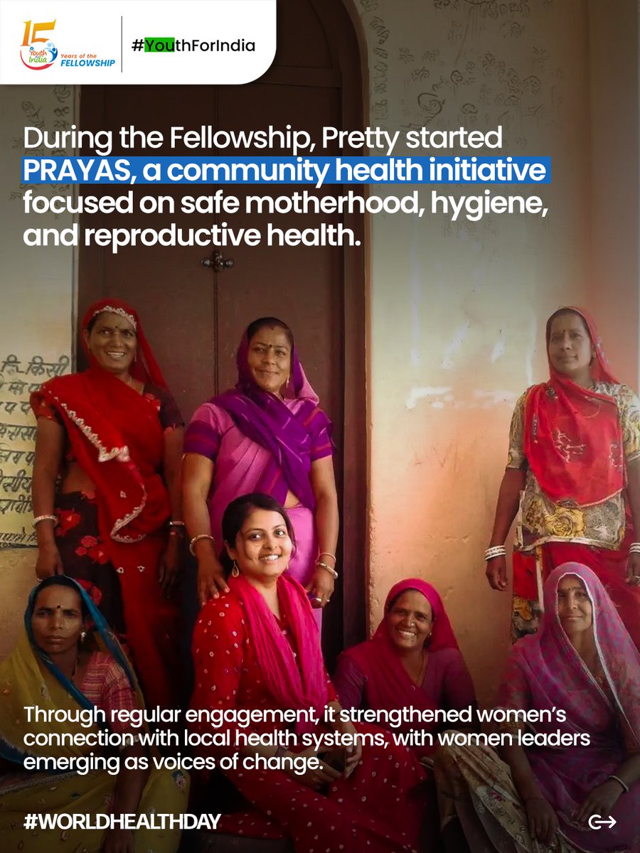 sbi_yfi's tweet photo. What does healthcare look like where access itself is a challenge?

Dr. Pretty Priyadarshini’s (@know_Dr_Pretty) journey through the SBI Youth for India Fellowship shows how health systems are shaped as much by communities as by institutions.

During her Fellowship, she designed and implemented PRAYAS, a community health initiative that encouraged women to engage more actively in conversations around safe motherhood, hygiene, and reproductive health, not just as beneficiaries, but as participants in change.

Today, she continues to contribute to India’s public health landscape through her work in the National Immunization Programme, carrying forward lessons rooted in lived realities.

This World Health Day, her journey reminds us that stronger health systems begin with understanding the communities they are meant to serve.

#WorldHealthDay #PublicHealth #SBIYouthForIndia #SBIYFIFellowship #AlumniStories #SocialImpact #FellowshipJourneys