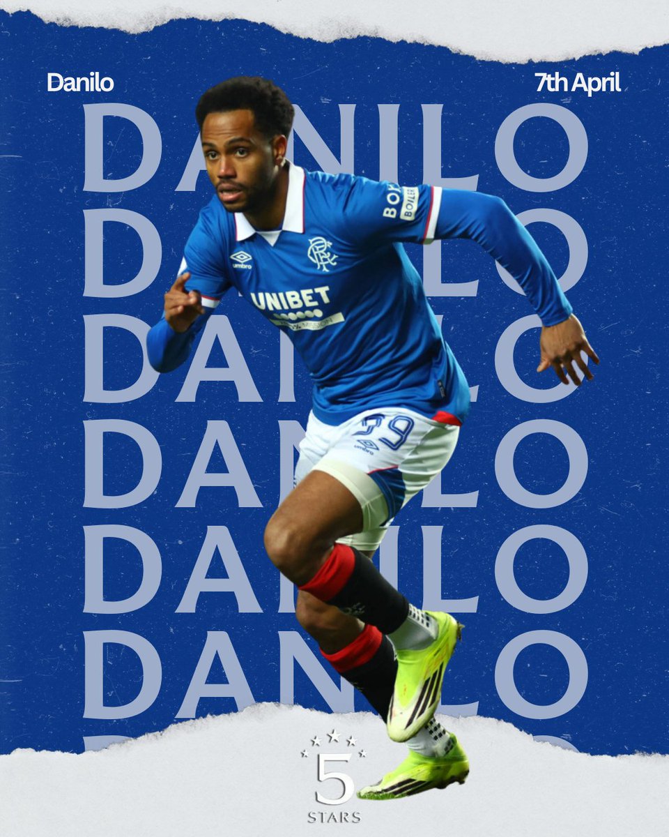 5Starsltd's tweet photo. Happy Birthday Danilo!
A powerful, explosive forward! Always a threat in behind, and a player who’s delivered some huge moments in a Rangers shirt.

🔵⚪🔴
#RangersFC https://t.co/FRJCoh4Qys