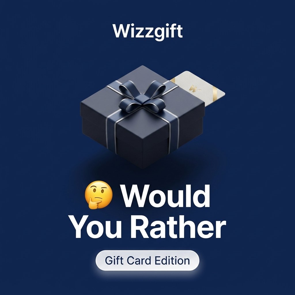 wizzgift's tweet image. Decision time! ⏱️ We’re hosting a Gift Card Edition of "Would You Rather."

From surprise rewards to travel perks, which ones are making the cut?
Check out the frames and drop your answers (A or B) in the comments! 👇

#Wizzgift #QuickPoll #BusinessFun #Rewards