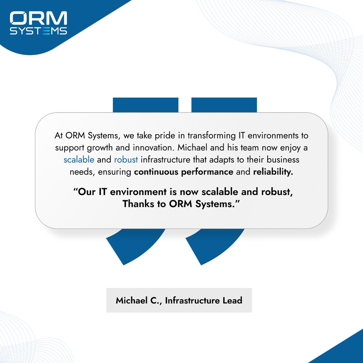 _ORMSystems's tweet image. Need a scalable IT infrastructure for better performance?

Michael's team now enjoys a scalable, robust IT environment thanks to ORM Systems. Ready to boost your IT? Let's talk!

#ITInfrastructure #ScalableSolutions #TechTransformation #BusinessGrowth #ORMSystems