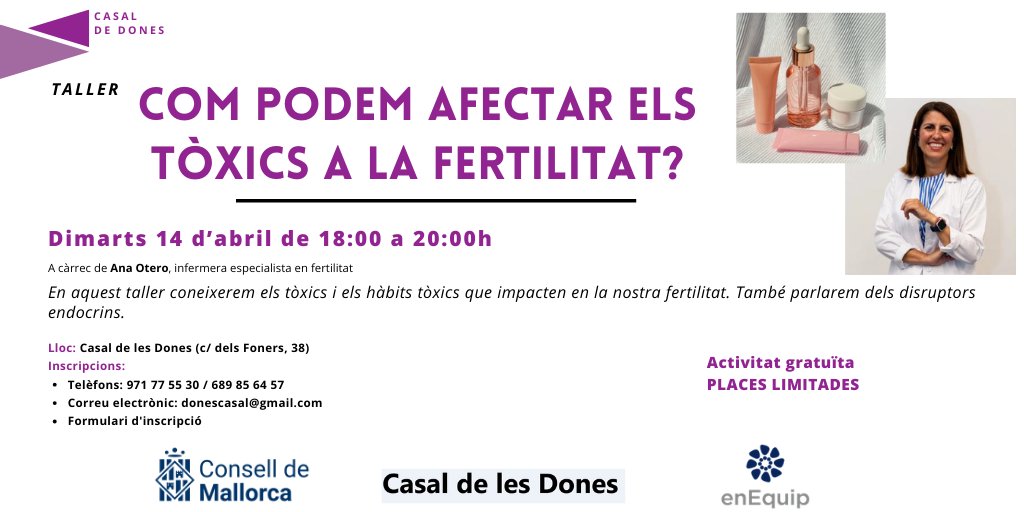 casaldones's tweet photo. 🌿 Coneix els tòxics i els hàbits que impacten en la nostra fertilitat

En aquest taller parlarem dels tòxics i hàbits tòxics que influeixen en la nostra salut reproductiva i abordarem què són els disruptors endocrins, com actuen i com reduir-ne l’exposició en la vida quotidiana https://t.co/odrHCIFtuy