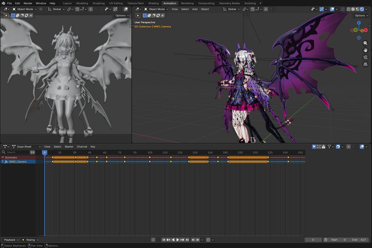 HepiMeru's tweet photo. I try Blender for the first time. It's very hard for me, very different from MMD. But its fun. https://t.co/1K6SGCUHd3