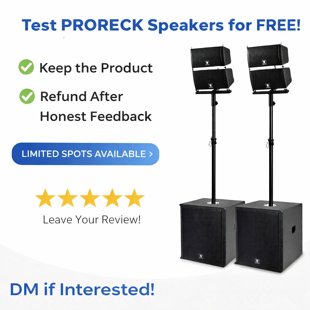 MurphyAmazon's tweet photo. Get this awesome PRORECK pa system here below!!

8000W P.M.P.O PRORECK CLUB 6000 15-inch 8000W 2.2 Channel DJ Powered Line Array Speaker with Wireless for Large Parties - https://t.co/a0Pii8nGEd

#proreckspeakers #testreview #djspeakers #freesample #walmart https://t.co/mQKaaVFrVP