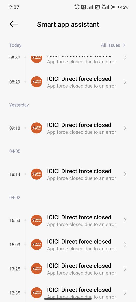 AshAshjeet's tweet photo. @ICICI_Direct @moneycontrolcom @Money9Live @jagograhakjago @Ajay_Bagga 
From few weeks ICICI Direct not working smoothly
It auto forcefully close
Option chain not opening
Hang many times 
I have high end mobile don't blame device or network
@ICICIBank
@ICICIBank_Care https://t.co/AJdBpIJvVo