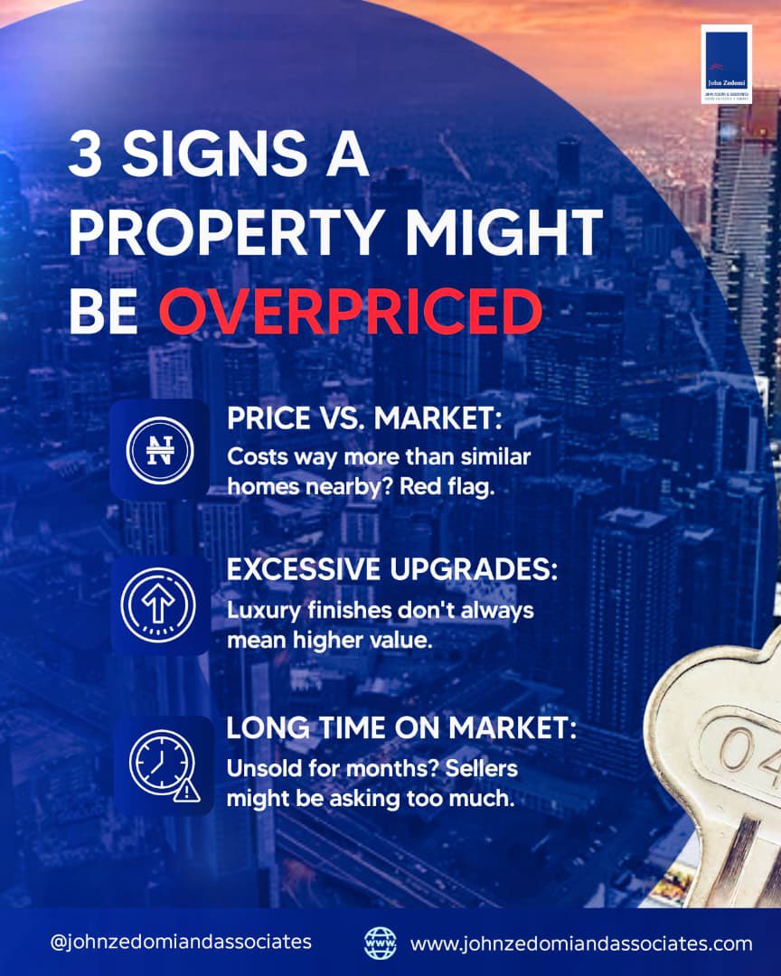 JohnZedomi's tweet photo. Not every expensive property is worth the price.

Always compare with similar properties, inspect properly and don’t skip professional valuation.

A smart buyer doesn’t just look, they verify.

Visit our website https://t.co/QY0D8UuDeM to book a consultation 

#propertyvaluation https://t.co/LjwcGc6sLg