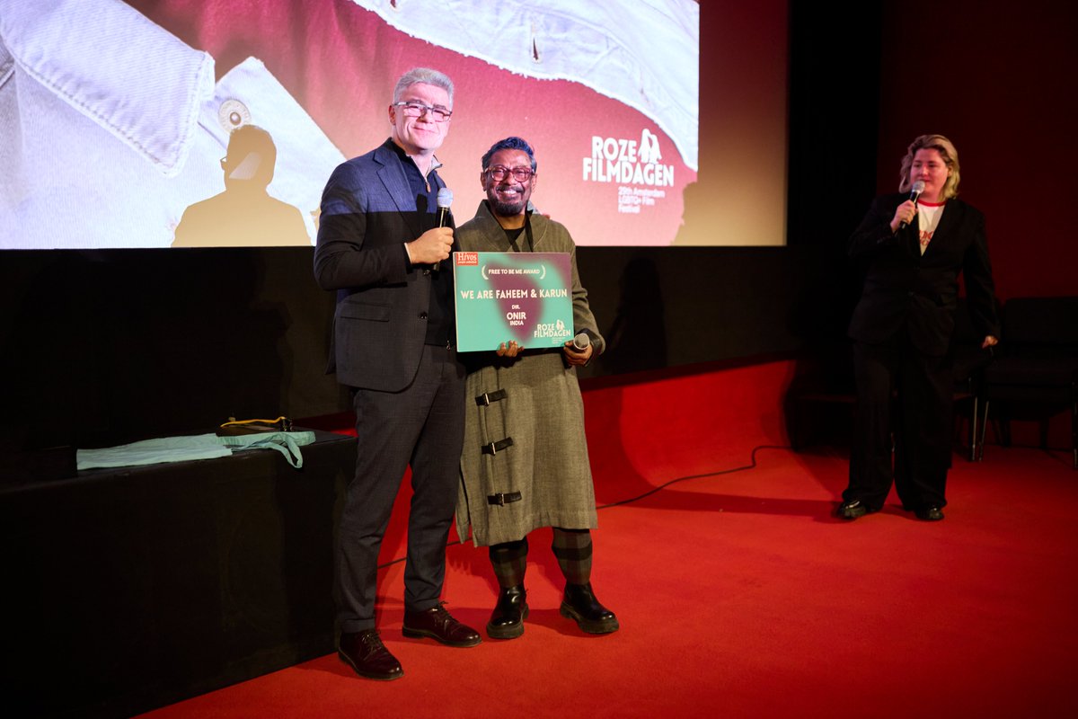 IamOnir's tweet photo. #WeAreFaheemAndKarun wins the PRESTIGIOUS“ FREE TO BE ME “  AWARD. By @hivos  at @rozefilmdagen  presented to to filmmakers who create work enhancing LGBTQI+ acceptance and visibility. The award honors courageous, taboo-breaking stories. 
@AnticlockFilms https://t.co/GYFzqiYpo5