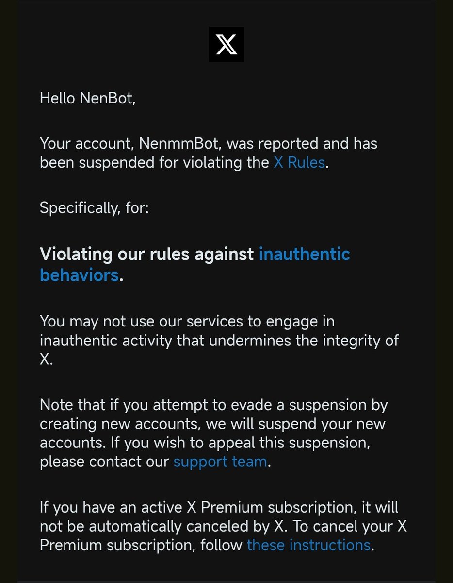 Chromadera's tweet image. .@nikitabier what inauthentic behaviour has a simple MM bot entrepreneur account done? Do you all just love randomly waking up and sending out bans?
I literally have been struggling to get premium for NenBot but guess who's company rejects all payments,only to slam a ban out of