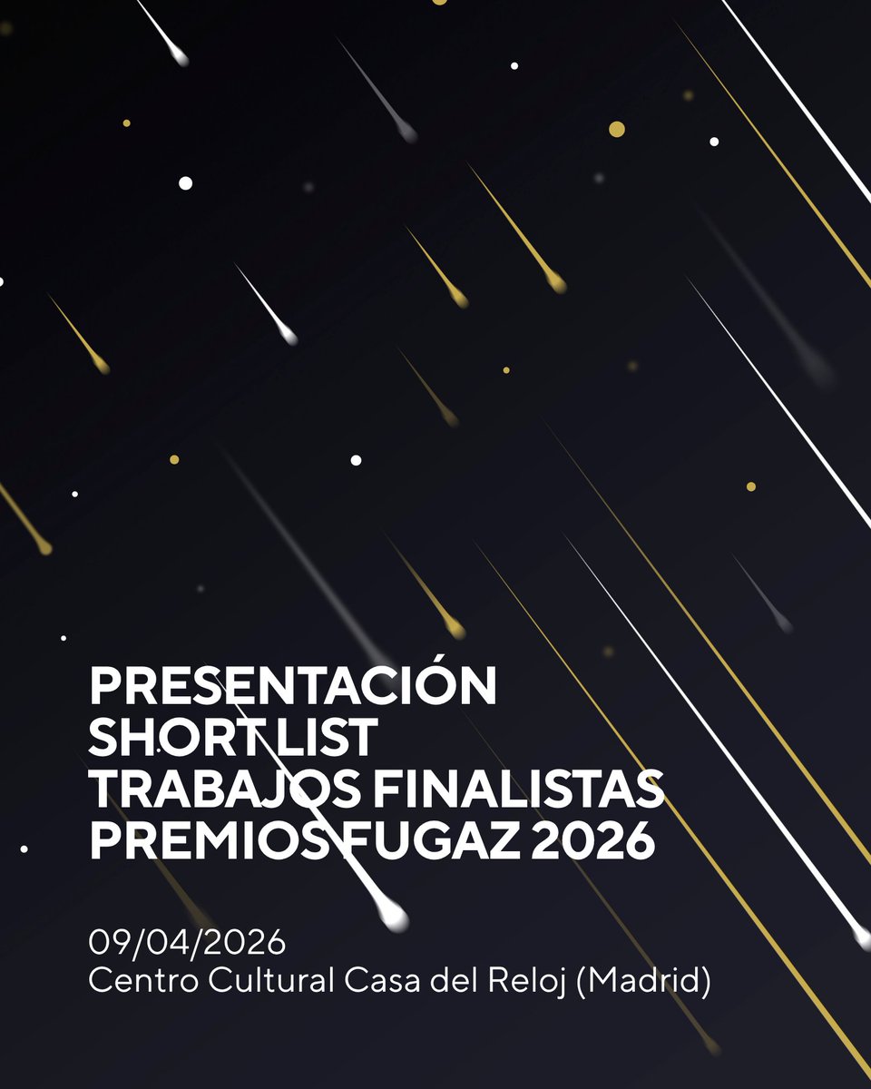 CortoEspana's tweet photo. 👐🏼 Os esperamos este jueves 9 de abril (19:30h.) en la presentación de la short list de los trabajos finalistas de los #PremiosFugaz26.

📍 Auditorio Nuevas dependencias de la Casa del Reloj  (Paseo de la Chopera 6, #Madrid).

🎟️ Entrada libre. https://t.co/PyVDzlLwtT