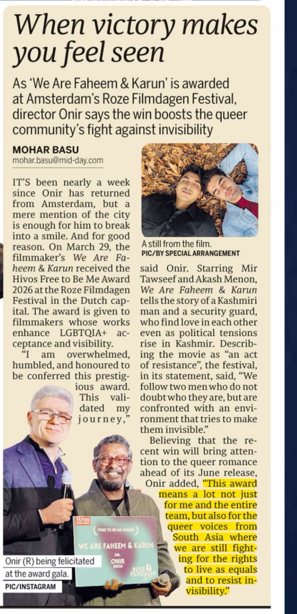 IamOnir's tweet photo. Than you @mid_day @MoharBasu https://t.co/OOIjeJSvBD
