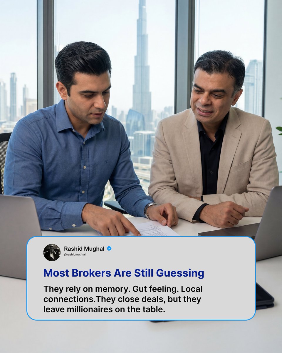 RashidMughal's tweet image. Most agents work hard. The smart ones use systems. 

In Dubai real estate, data beats guesswork.
 Work smarter, spot better deals, build real wealth.

🚀Follow @RashidMughal for more insights.

#DubaiRealEstate #SmartSelling #SalesMindset