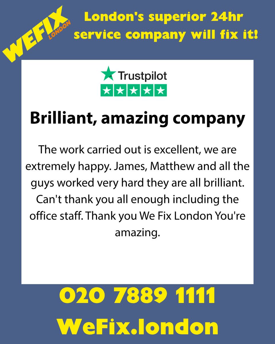 CharlieM_OBE's tweet photo. See why London’s buzzing about WeFix! Fast responses, top-notch engineers, and crystal-clear updates—plus, we get it right the first time (even when others can’t!). Ready whenever you need us!  
📞 020 7889 1111 | https://t.co/UaShXfrVLY  
#WeFixLondon #TrustedProfessionals #LondonHomes #ReliableService #DoneRight