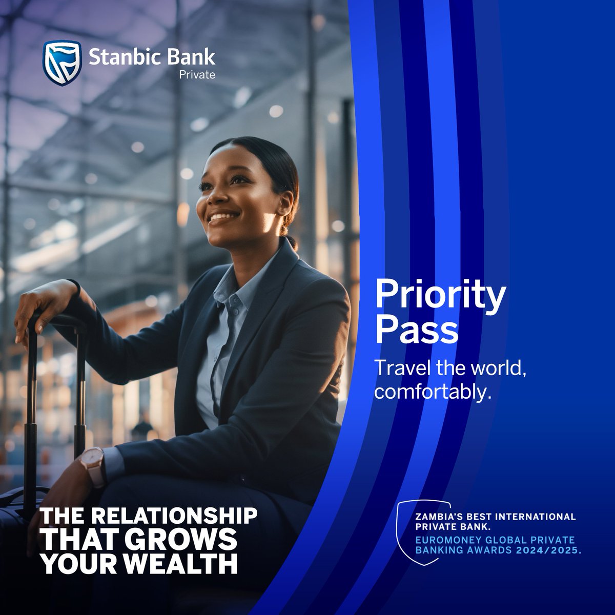 StanbicBankZM's tweet image. Travel differently. 
With Stanbic Private Banking, enjoy access to over 1,300 airport lounges worldwide through Priority Pass.
For more info visit stanbicbank.co.zm/zambia/persona… 
#StanbicPrivateBanking #TravelSmart