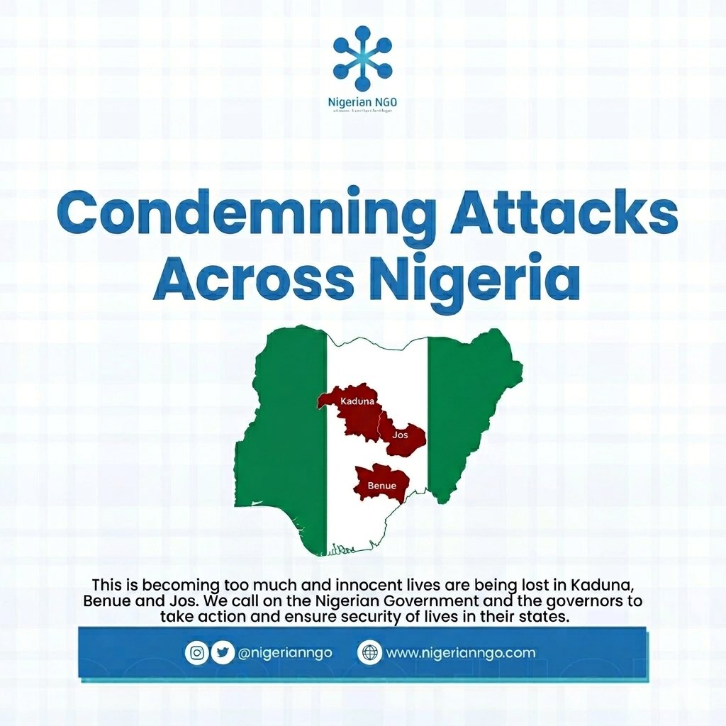 How many more lives will be lost before something changes?

This is becoming too much.

Innocent lives are being lost in Kaduna, Benue, and Jos.
Behind every number is a family, a story, a future cut short.

We call on the Nigerian Government and state governors to take urgent