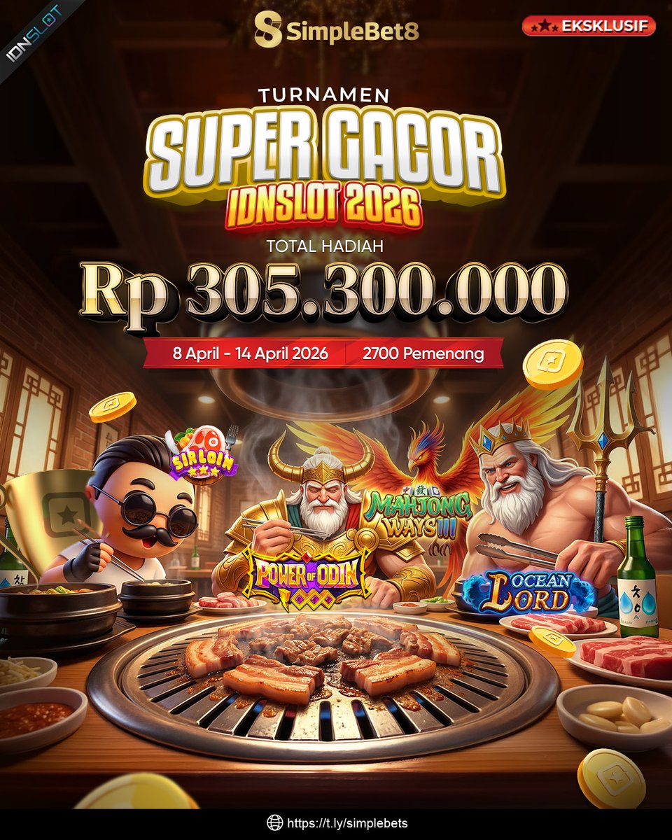 simplebet_8's tweet photo. 🔥 Turnamen Super Gacor IDNSLOT 2026
📅 8–14 April 2026
💰 Hadiah Rp 305.300.000

Gas sekarang &amp; jangan sampai ketinggalan! ⚡

🔎 Cari di Google: SIMPLEBET8
💳 Pembayaran praktis via QRIS • OVO • DANA • GOPAY

#Turnamen2026 #SuperGacor #EventApril #HadiahBesar #MainSekarang https://t.co/o8wRi2HNCW