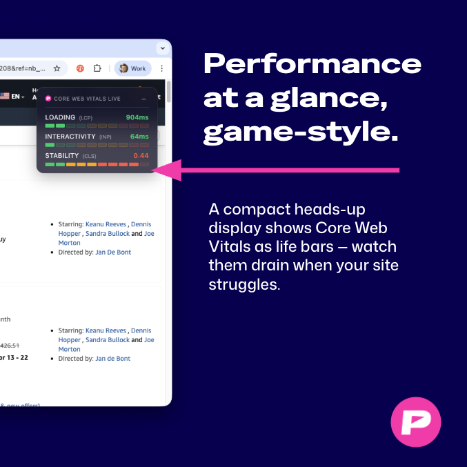 machal's tweet photo. I built a #ChromeExtension that turns #CoreWebVitals into visual overlays — right on the page.

See your LCP element. Watch layout shifts happen. Spot slow interactions instantly.

Other tools give you numbers. This one shows you the problem.

👉 https://t.co/WNLhTVhv0H

#WebPerf https://t.co/4UqYyKo2tm