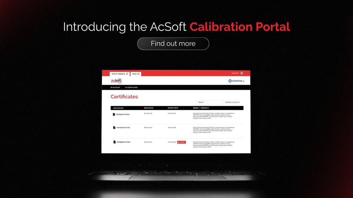 Acsoft_Sound's tweet photo. 🚨 Introducing our new calibration portal 🚨

All your certificates saved and organised in one place, saving you the hours you spend documenting your certificates.

Meaning you have more time to get on with what really matters.

👉 https://t.co/qz1M58XDTt https://t.co/NI2QIzrymP