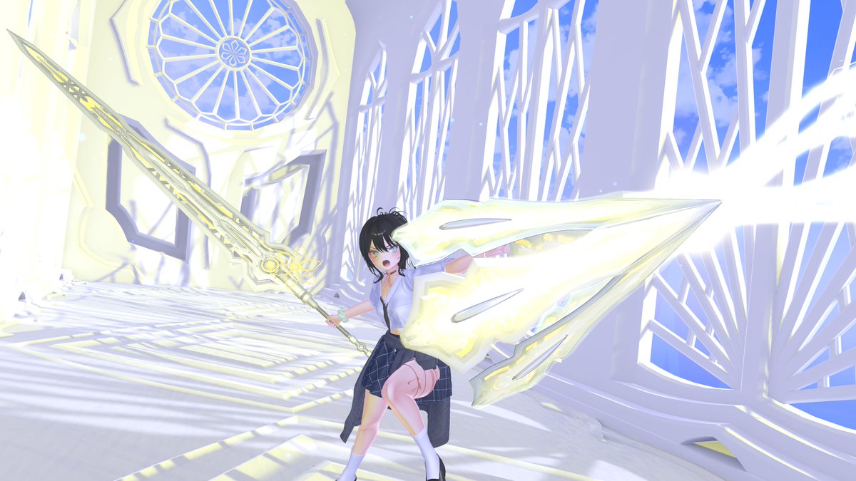 Ys_jp416's tweet photo. ああ~!!!武器がデカすぎるっピ!!!
このままじゃ天を創るドリルになるっピィ!!
#vrc_ProjectAX https://t.co/kXu6d6ReMb