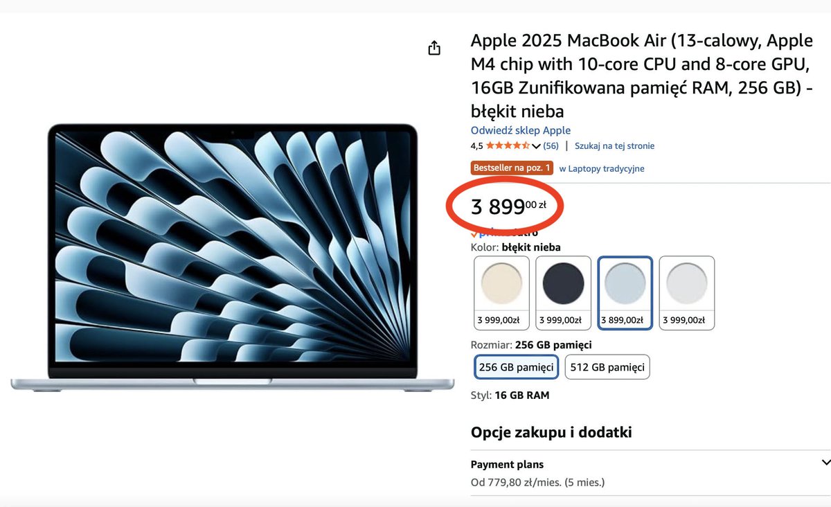 thinkstore_'s tweet image. HIT!💥 MacBook Air M4 w fantastycznej cenie!

Podstawowy model 13-calowy najtańszy od premiery - tylko 3899 zł🔥

Oryginalna polska cena tego modelu to 4999 zł

Nie chcesz wydawać 5499 za Aira z M5?

Bierz nieznacznie mniej wydajny M4 za 1600 zł mniej!

👉 amzn.to/3OpEtD5