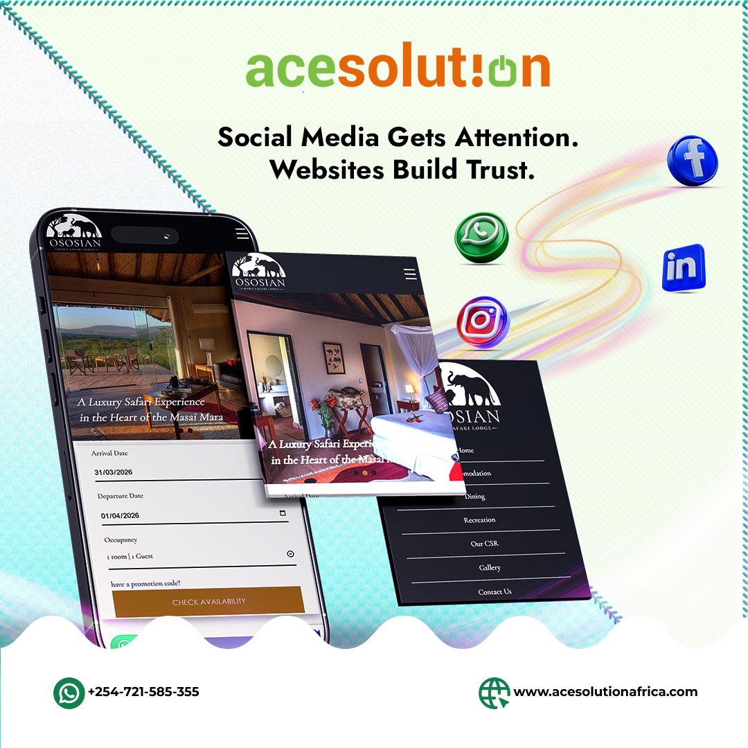 AceSolutionAf's tweet photo. Social media attracts attention.
Websites convert visitors into clients.
Upgrade your website today.
👉 Packages:
https://t.co/m2thUAYP3h
#WebDesignKenya #SMEsKenya #DigitalBusiness https://t.co/LCFou6poKZ