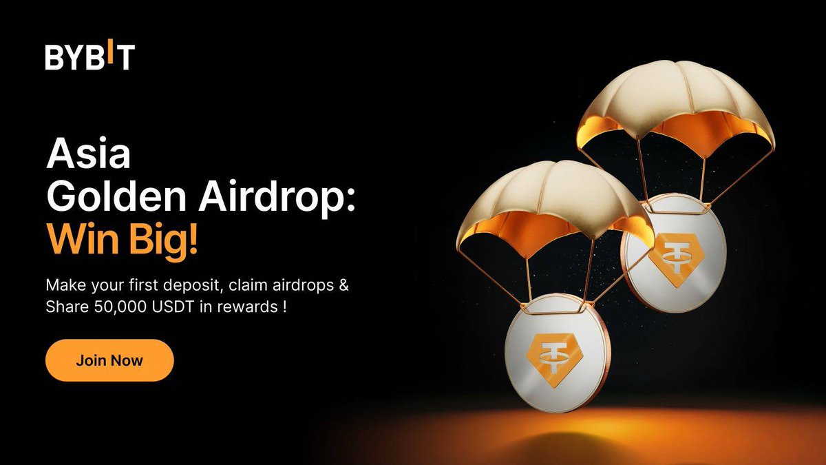 🎉 South Asia Special: Asia Golden Airdrop 🎉
Win BIG with Bybit!

💰 Make your first deposit of 100 USDT+ and claim instant USDT airdrops.
🎁 Prize Pool: 50,000 USDT up for 
grabs!

How to Join:
1️⃣ Sign up &amp; Complete KYC
2️⃣ Deposit within 7 days of registration to unlock rewards