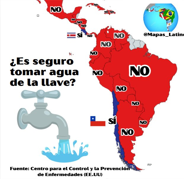 UnamunoAgain's tweet photo. Países de Latinoamérica en los que es seguro para la salud tomar agua del grifo https://t.co/hPpZzeZPsD