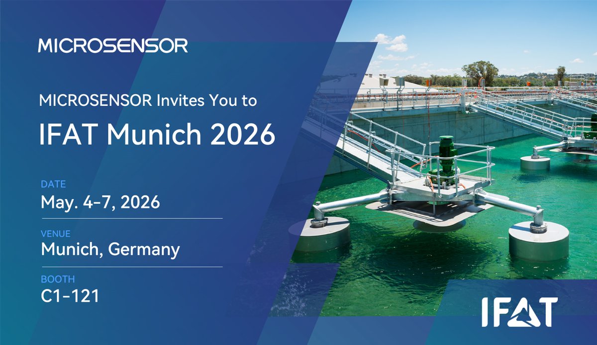 MicroSensorHome's tweet photo. MICROSENSOR Invites You to IFAT 2026
Munich | May 4-7 | Booth C1-121
We will showcase our latest sensing technologies for:
• Pipelines &amp; Pump Control
• Deep Wells &amp; Wastewater
• Irrigation &amp; Drainage
• Chemical &amp; Water Heating
Stop by to discuss your measuring requirements! https://t.co/Opl8qm3AAt
