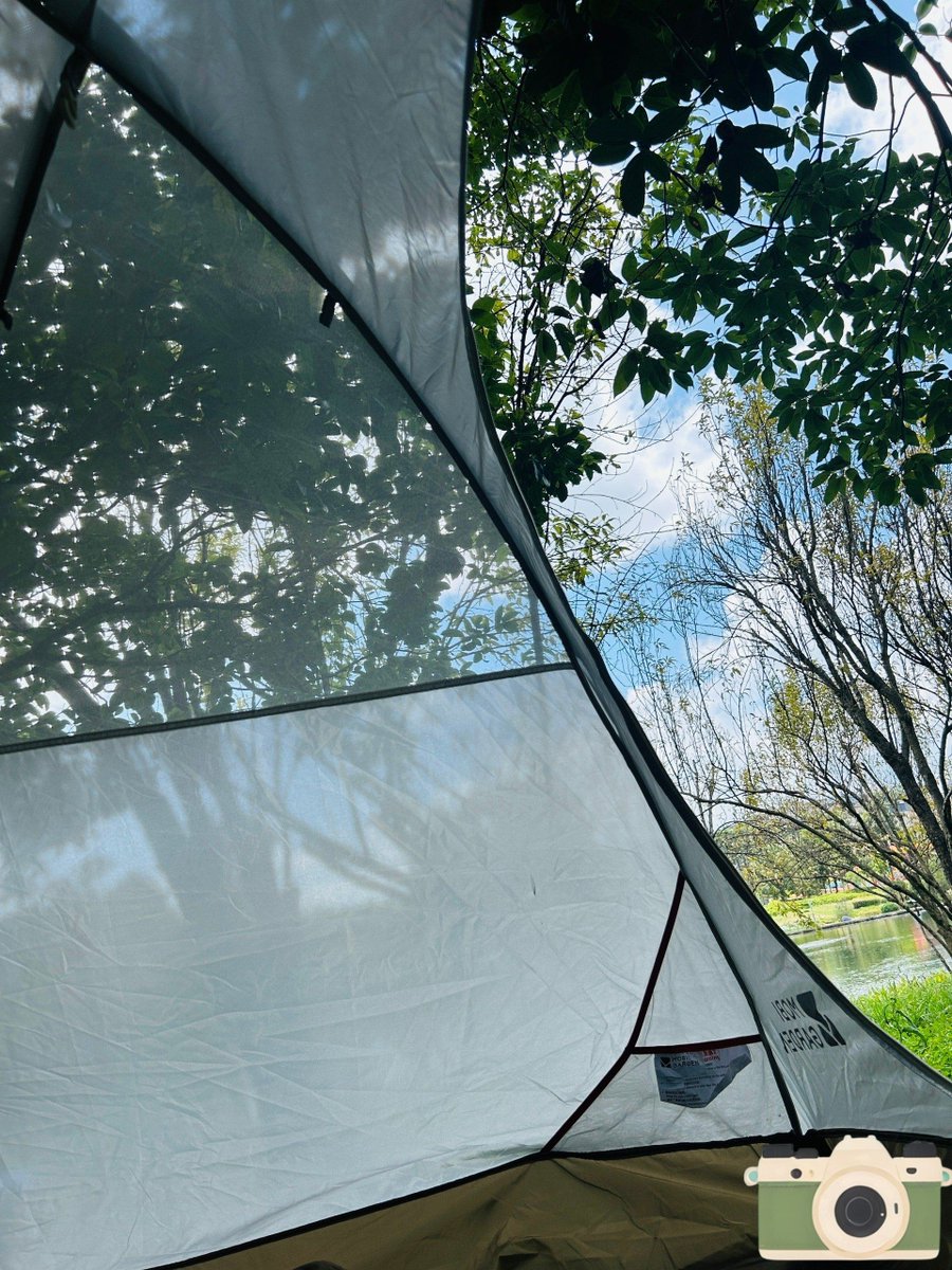 columbuslove's tweet photo. Woke up to birds u0026 pine air—tent zipped, coffee hot, lake glistening. This is how mornings should feel. https://t.co/3guc8t22S2