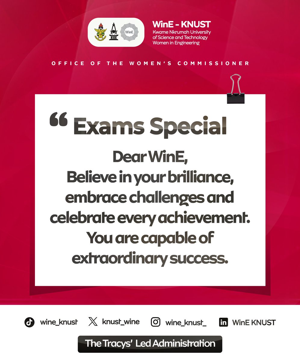 The final stretch of the semester’s exams is here and WinE is rooting for you! 🙂‍↔️

All the best in your exams. May your late nights, sacrifices and extra effort reflect in outstanding results. Believe in your brilliance, stay calm and remember… YOU ARE MADE FOR SUCCESS!💪🏽❤️