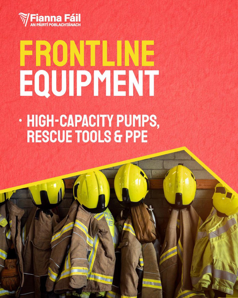 fiannafailparty's tweet image. €328.5 million investment in fire and emergency services (2026–2030) – the largest in the State’s history 🚒

Fianna Fáil with Minister James Browne is determined to deliver safer communities by investing in modern, resilient and future-proofed fire services