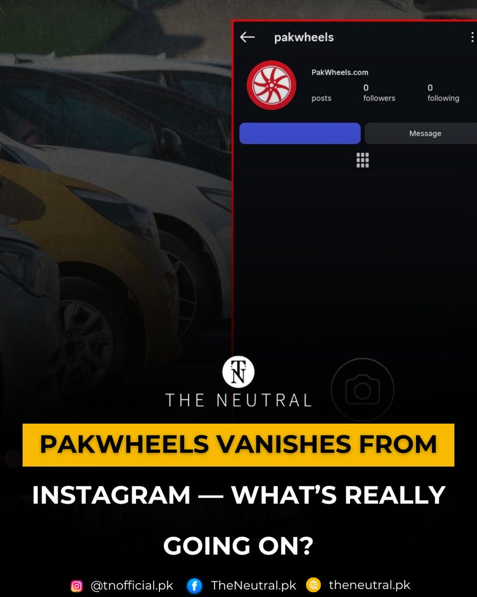 TNeutralpk68070's tweet image. PakWheels Instagram Account Disappears, Users Question Platform Status

Read more: theneutral.pk/pakwheels-inst…

#theneutral #PakWheels #InstagramDown #BreakingNews #SocialMedia #TechNews #ViralUpdate