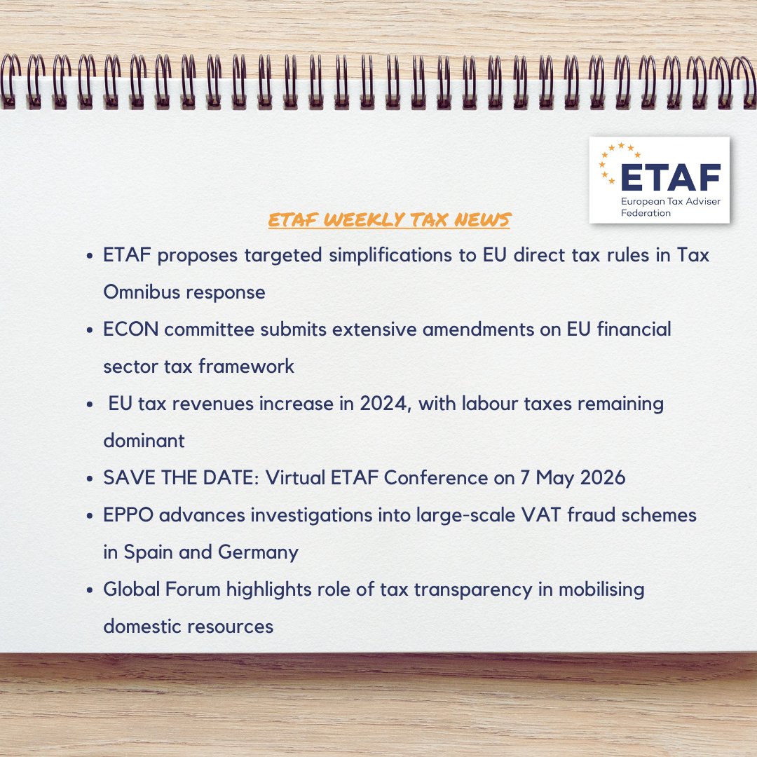 ETAFtax's tweet photo. 👋Good Tuesday morning #TaxTwitter. Our weekly Tax News are now online🤓👉https://t.co/k8X9hLLHMf https://t.co/8OtPWGMT2U