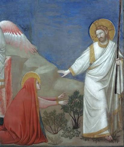 Noli me tangere
Non mi trattenere
Lasciami andare

Giotto ci racconta la natura divina del Maestro, che proprio per questo deborda dalla composizione.
Non lo si può più abbracciare concretamente, ma si continua ad incontrarlo in ogni amore senza stancarsi mai.

#Buongiorno
