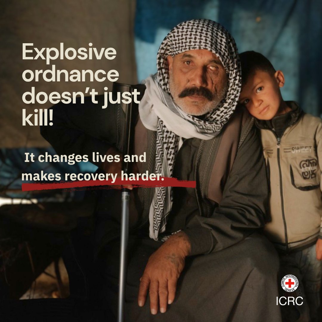 ICRC_sy's tweet photo. In rural Aleppo, Talal life changed in a moment. A single step in an olive field triggered a landmine.

“I only remember the explosion…” 

A father of 6, he lost his leg and his livelihood.
Today, he learns to walk again, step by step. War might end, but its consequences remain. https://t.co/0SWuMTNEnr