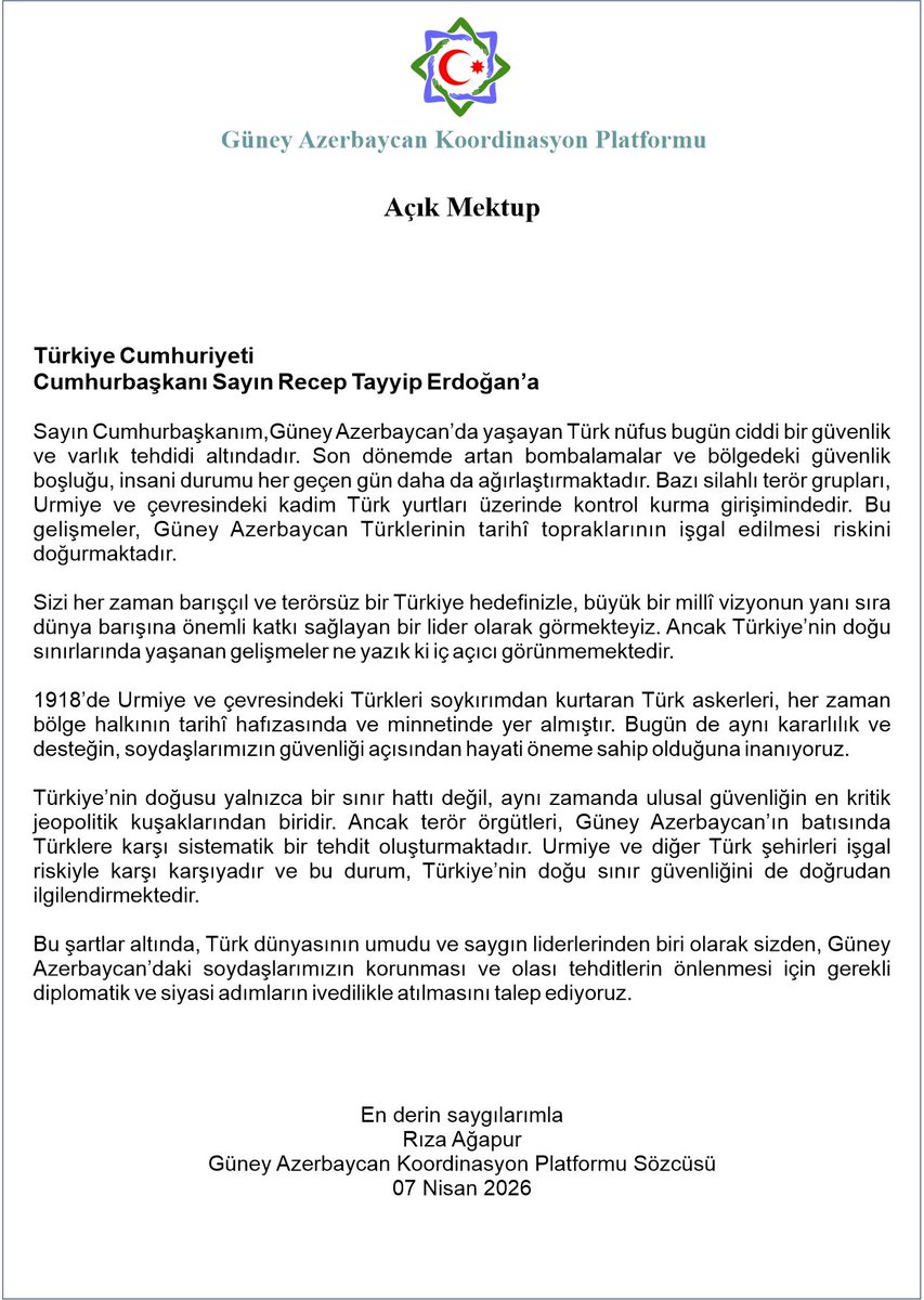 Güney Azərbaycan Koordinasiya Platforması tweet media