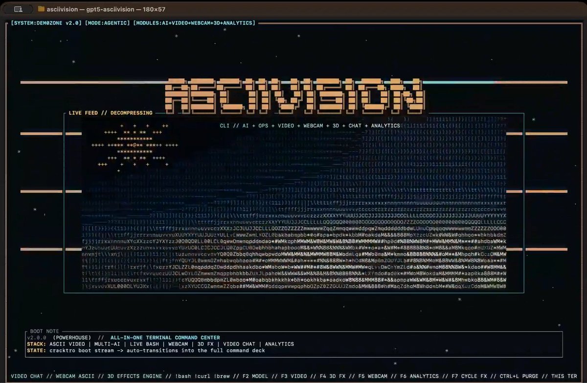 Whale_AI_net's tweet photo. 🔍 Fresh find from our research team — $ASCV.

💎 @asciidotvision is bringing the agentic economy directly into the terminal. They’ve built a massive command center where everything you see is pure text.

✔️ One single Rust binary
✔️ AI chat across 4 providers, live ASCII video calls, and system monitoring
✔️ Launched on @takeoverfun (all revenue-sharing tiles sold out instantly)

For the devs and terminal maxis, this is one of the coolest builds we've seen recently. Worth watching closely. 💎