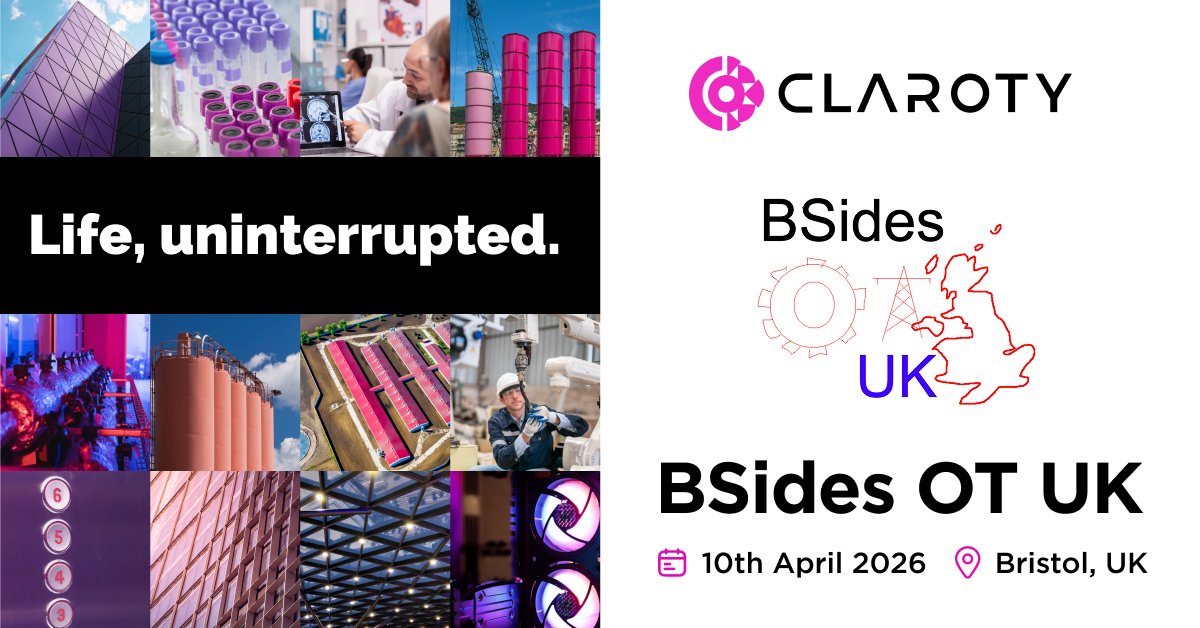 Claroty's tweet image. 🇬🇧 Heading to #BSidesUK this Friday?

Meet our team to talk all things #OT, #IoMT, and critical infrastructure. See live demos of our award-winning CPS protection platform and learn how orgs can gain visibility, reduce risk, and keep #LifeUninterrupted. hubs.li/Q049PjPW0